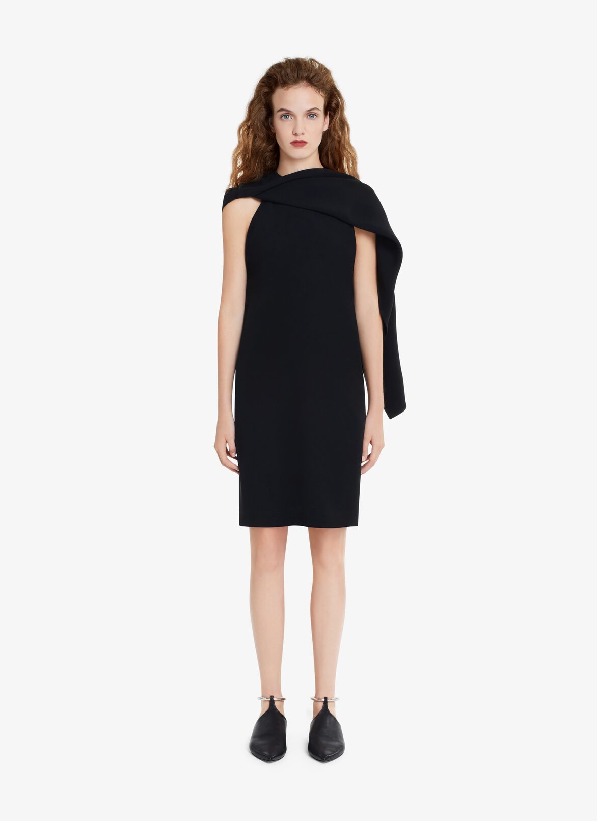 CADY SLEEVELESS SCARF DRESS ALAÏA BLACK CADY SLEEVELESS SCARF DRESS